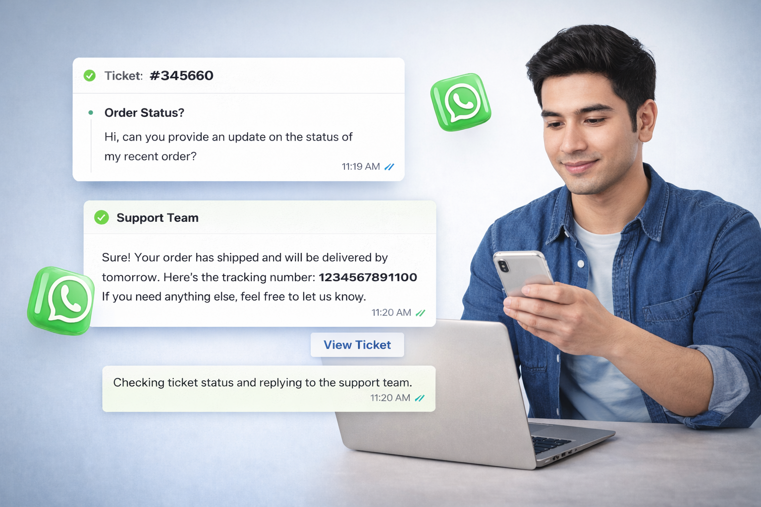 Support ticket status preview
